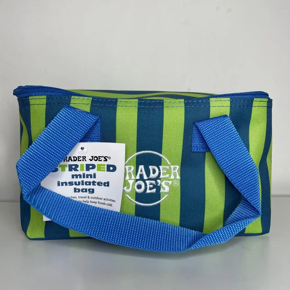 SET of 3 — Trader Joe’s Mini Insulated Cooler Bags Striped Blue Green Orange NWT